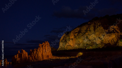 Arbatax red stones, bynight scenery