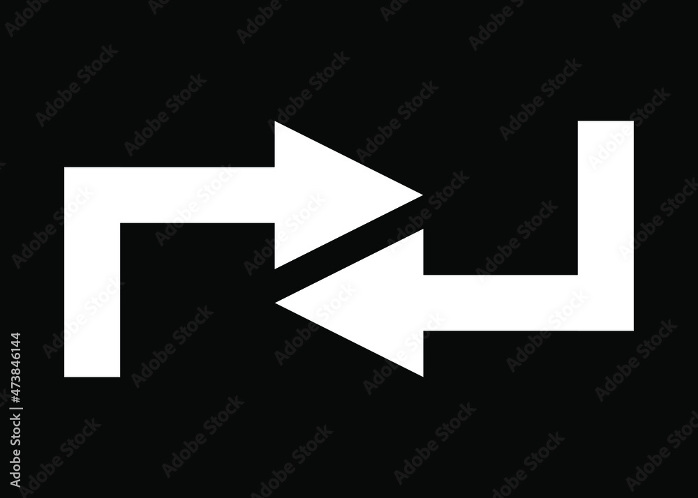 Opposite direction of arrow Icon in flat design on black background, vector illustraton. Opposite direction of arrow Icon in flat design on black background, vector illustraton.