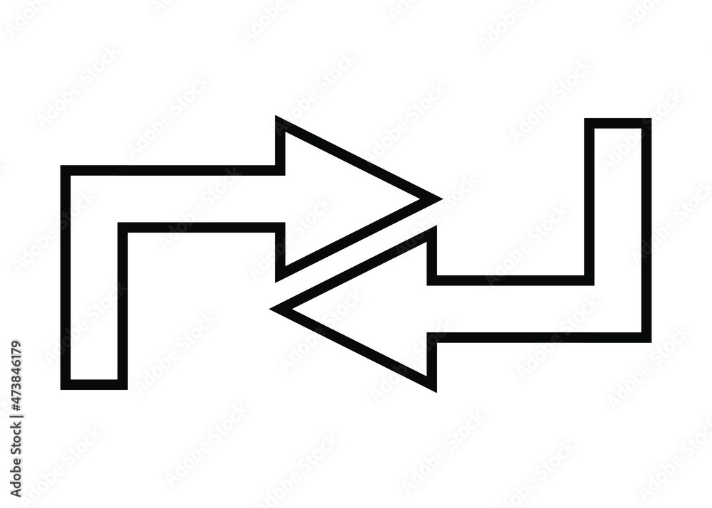 Opposite direction of arrow Icon in flat design on white background, vector illustraton. Opposite direction of arrow Icon in flat design on white background, vector illustraton.