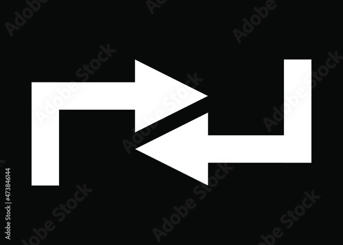Opposite direction of arrow Icon in flat design on black background, vector illustraton. Free Download Opposite direction of arrow Icon in flat design on black background, vector illustraton. - GFXLoad