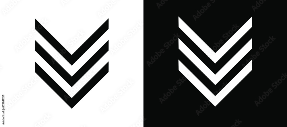 Down Arrow Icon. Down arrow icon vector in trendy flat style. Down arrow icon image, Down arrow icon illustration isolated on white and black background Down Arrow Icon. Down arrow icon vector in trendy flat style. Down arrow icon image, Down arrow icon illustration isolated on white and black background