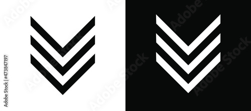Down Arrow Icon. Down arrow icon vector in trendy flat style. Down arrow icon image, Down arrow icon illustration isolated on white and black background