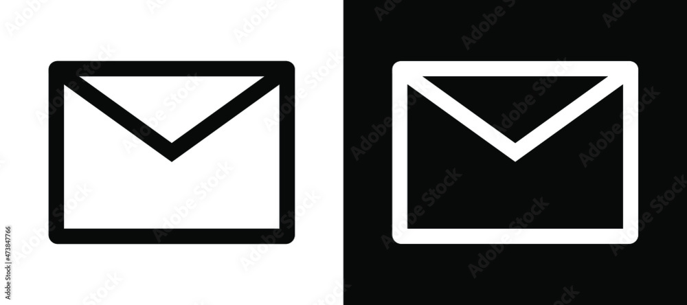 Simple flat icon mail design. New message icon email and website button vector image. Email icon illustration isolated on white and black background Simple flat icon mail design. New message icon email and website button vector image. Email icon illustration isolated on white and black background