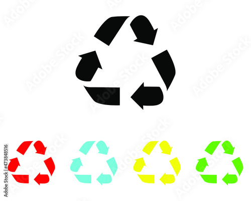 Recycle icon vector. Recycling and rotation arrow icon trendy flat style. Set elements in colored icons. Recycling icon image, Recycling icon illustration isolated on white background