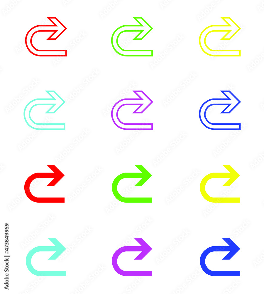 U Turn Vector Icon. U Turn icon in trendy flat style. Set elements in colored icons. U Turn icon illustration isolated on black background U Turn Vector Icon. U Turn icon in trendy flat style. Set elements in colored icons. U Turn icon illustration isolated on black background
