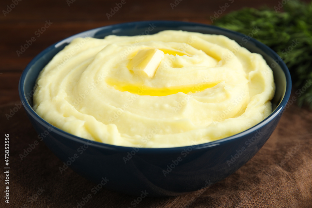 Freshly cooked homemade mashed potatoes on table, closeup Freshly cooked homemade mashed potatoes on table, closeup