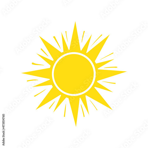 Solar rays. Sunny hot silhouette, paint of happy illustration image