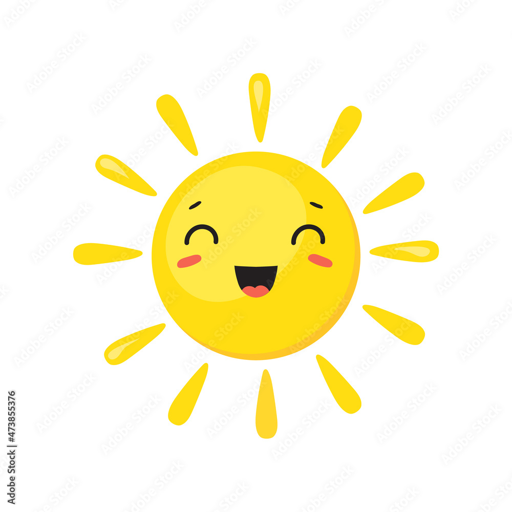 Sun with open mouth. Baby emoticon on hot beach, vector design Sun with open mouth. Baby emoticon on hot beach, vector design
