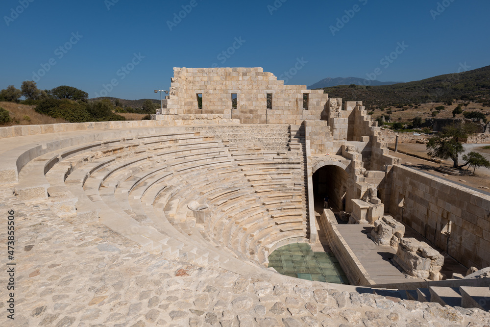 Patara, ancient archeological site in Turkey and its amphitheatre.  Ruins of the ancient Lycian city Patara, the Lycia League capital city, are located in today's Turkey.