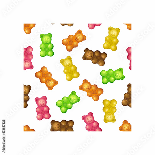 Jelly bear pattern, great design for any purposes. Cartoon sugar. Textile pattern. Vector illustration in on white background.