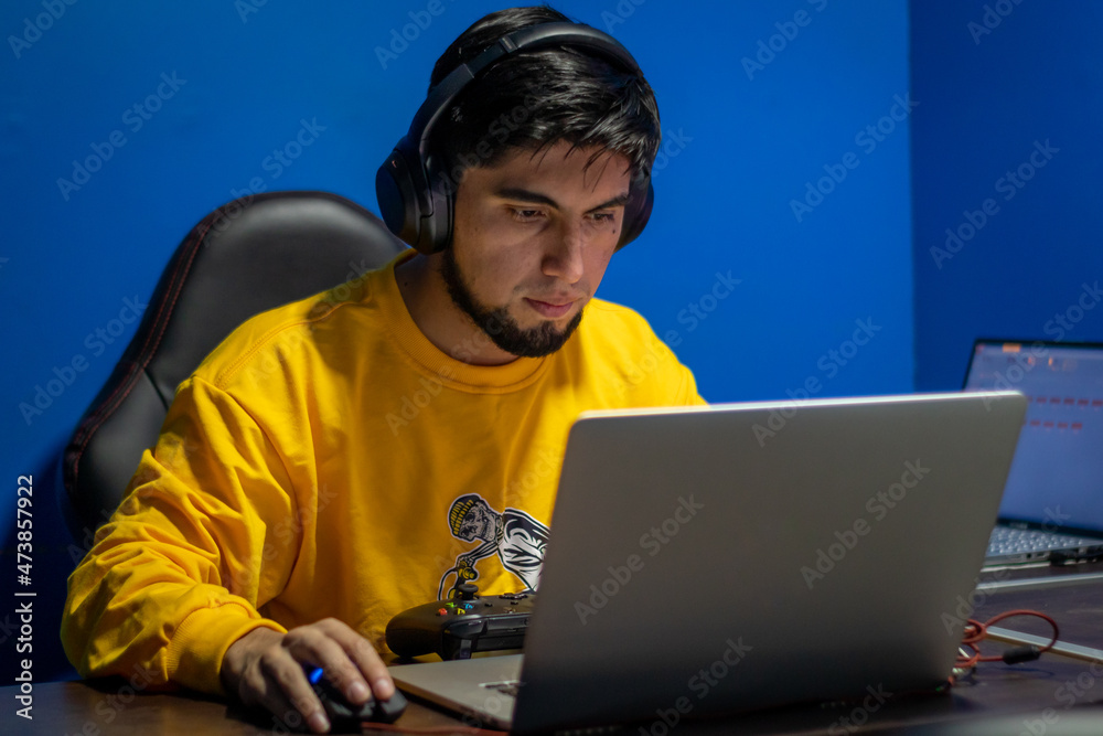 Man working on laptop. Man working on laptop.