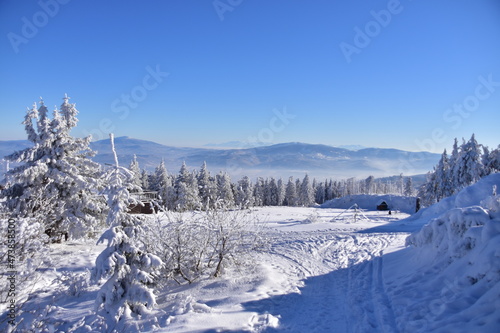 Fototapeta Naklejka Na Ścianę i Meble -  Skrzyczne Peak, Beskidy Mountains, Poland, winter, snow,