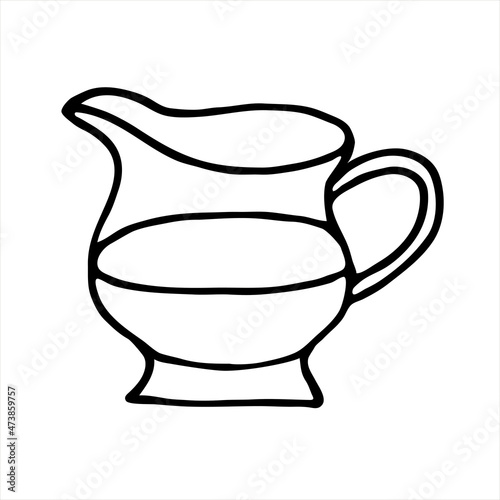 Decanter isolated on a white background. Doodle style. Vector image. Dairy product. A jug of milk, water or lemonade