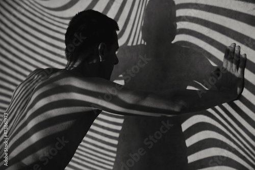 Quadro su tela Meet your shadow . Conceptual photography