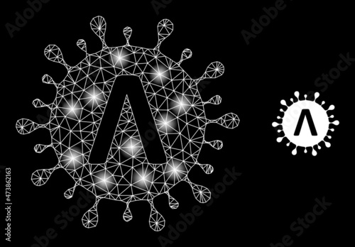 Glare net Lambda coronavirus strain web icon with illuminated spots. Illuminated constellation done from Lambda coronavirus strain vector icon. photo