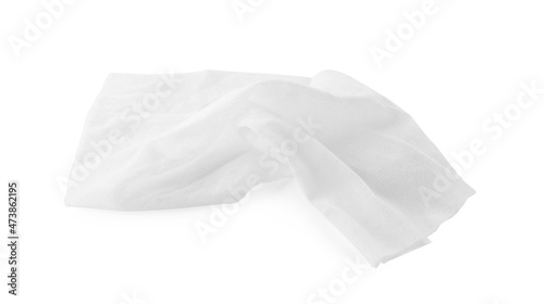 One clean wet wipe isolated on white
