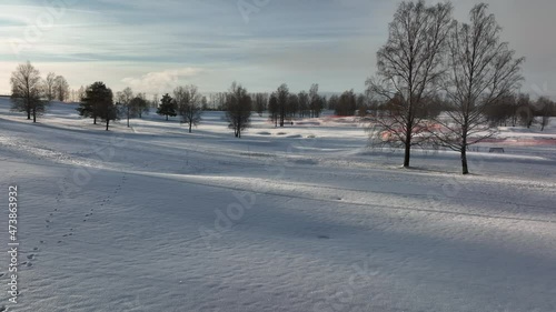 The winter is coming fast. Drone video of the snow covered landscape just outside of Oslo, Norway.  Shot with the new star from DJI Mavic 3