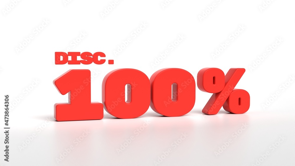 3d render 100 percent promo discount sale with empty white background isolated 3d render 100 percent promo discount sale with empty white background isolated