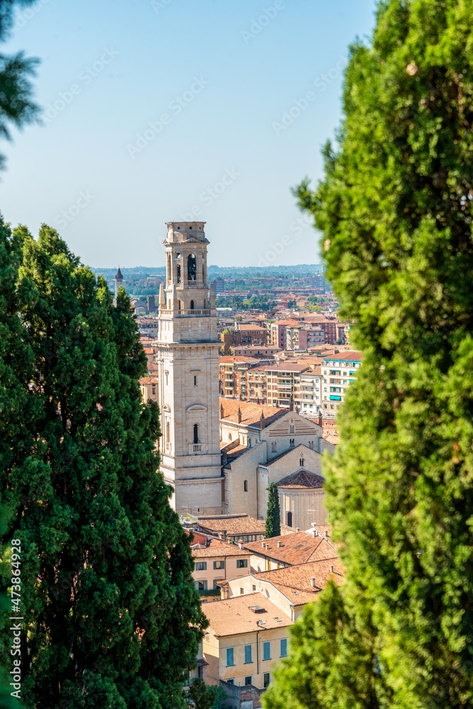 Bell tower of cathedral Maria Matricolare in Verona