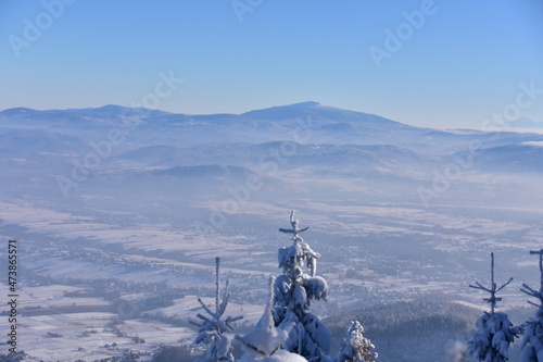 Fototapeta Naklejka Na Ścianę i Meble -  Babia Góra, Beskidy, zima, śnieg, mróz, panorama,