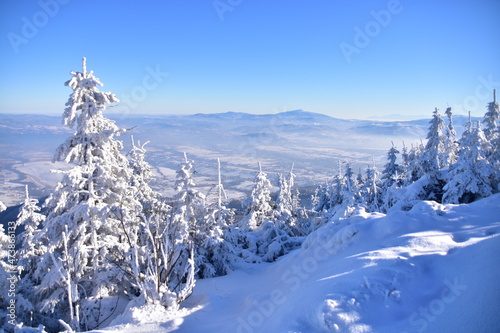 Fototapeta Naklejka Na Ścianę i Meble -  Babia Góra, Beskidy, zima, śnieg, mróz, panorama,
