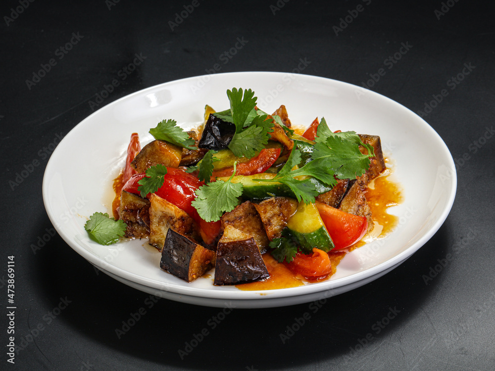 Stir-fried vegetables with herbs and sauce Stir-fried vegetables with herbs and sauce