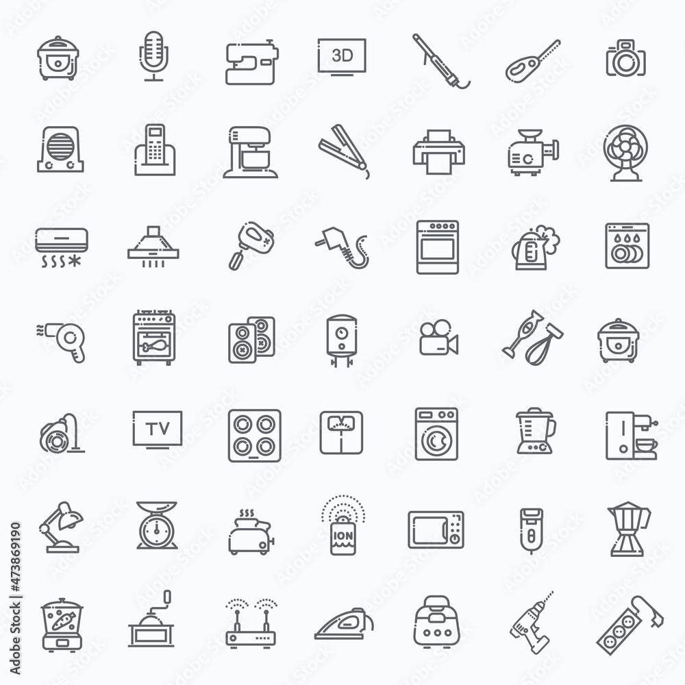 Outline icon collection - household appliances