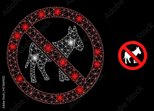 Bright network stop donkey web icon with bright spots. Illuminated constellation is created using stop donkey vector icon. Illuminated frame web polygonal stop donkey, on a black background.