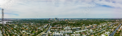 Aerial far panorama Fort Lauderdale view of downtown cityscape