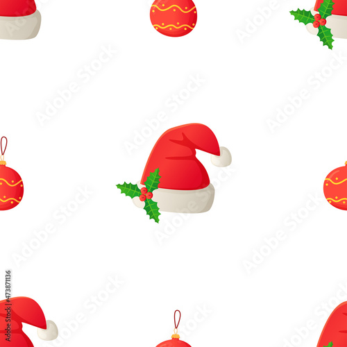 New year pattern of christmas hat in cartoon style .