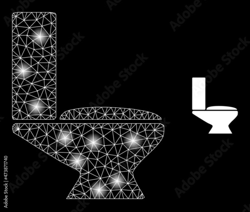 Constellation network toilet web icon with magic spots. Illuminated constellation is done using toilet vector icon. Constellation carcass web polygonal toilet, on a black background.