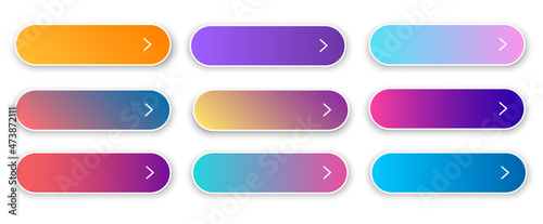 Vászonkép Web buttons flat design template with color gradient and thin line outline style