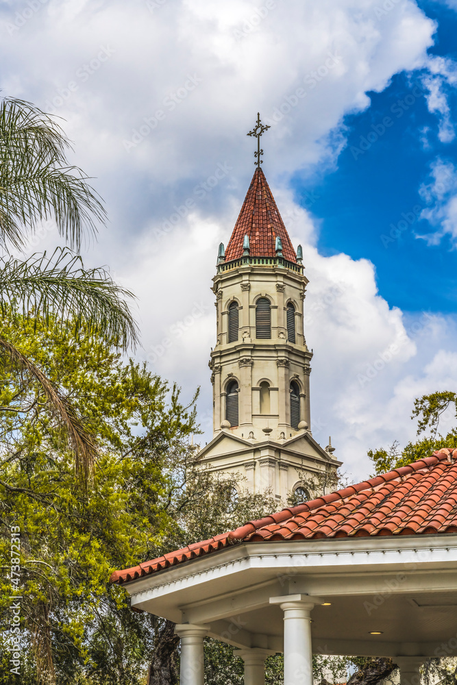 Bell Tower Orange Roof Cathedral Saint Augustine Florida