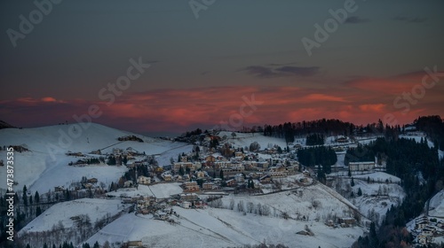 snowy mountain village photo