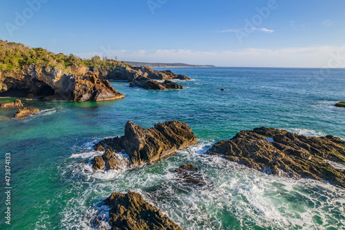 Rocks and the sea at Mystery Bay beach