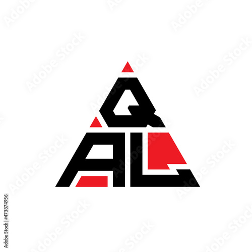 QAL triangle letter logo design with triangle shape. QAL triangle logo design monogram. QAL triangle vector logo template with red color. QAL triangular logo Simple, Elegant, and Luxurious Logo... photo