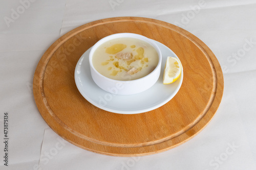a delicious hot soup on the plate