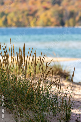 Fototapeta Naklejka Na Ścianę i Meble -  Sand Point Beach at Pictured Rocks National Lakeshore in the Upper Peninsula of Michigan during fall