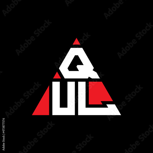 QUL triangle letter logo design with triangle shape. QUL triangle logo design monogram. QUL triangle vector logo template with red color. QUL triangular logo Simple, Elegant, and Luxurious Logo... photo