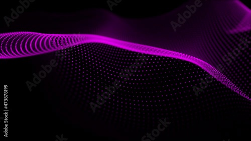Abstract background of points. Falling cyber particles. Big data stream. Seamless loop. 3d rendering