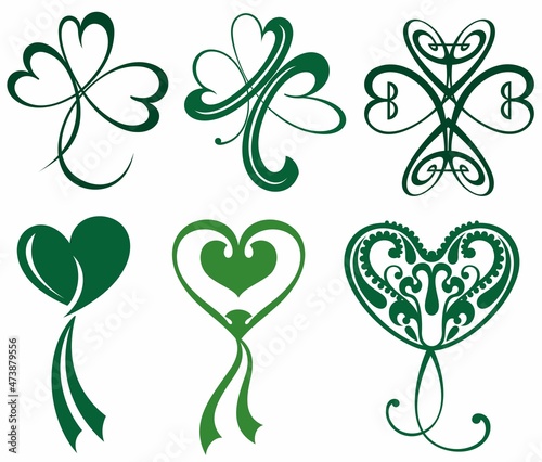Shamrock symbol icon . Isolated vector sign symbols. Heart symbol.