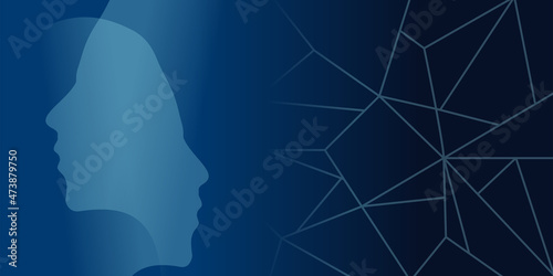 Abstract science technology background, face profile, blue structural