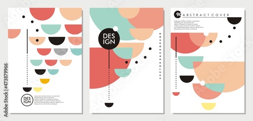 Abstract background design template with colorful geometric shapes and lines. Trendy contemporary vector notebook cover pattern.