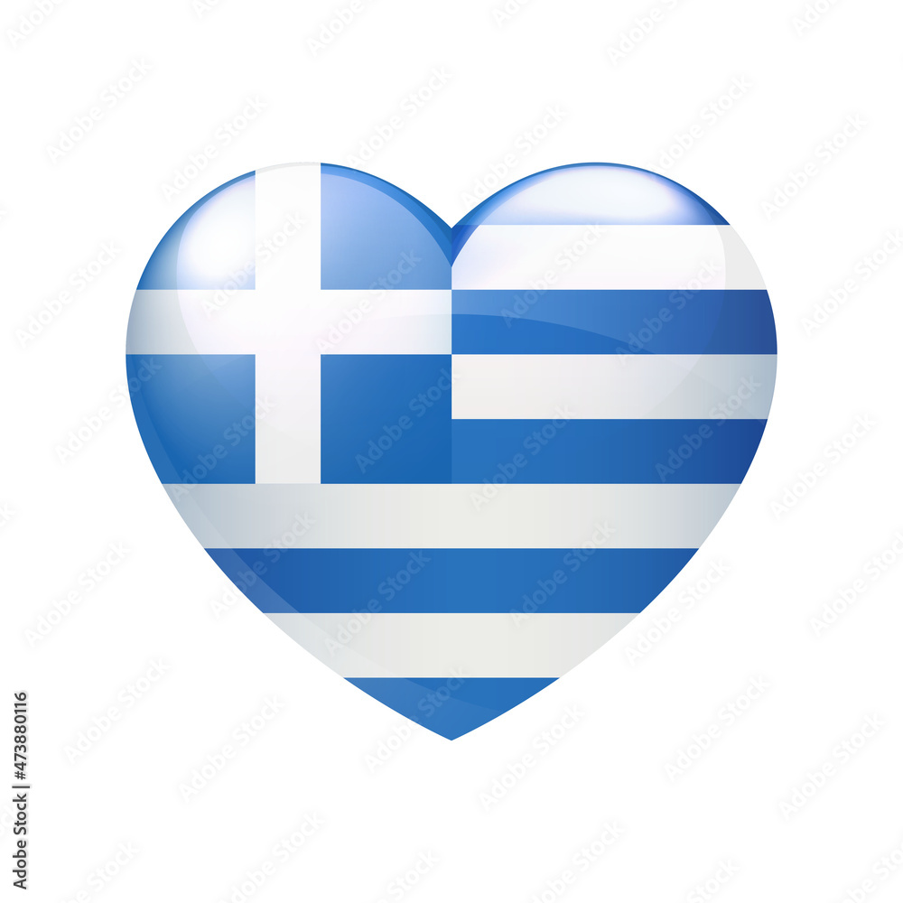 Flag of Greece in heart. Greek emblem icon vector. Country love symbol. Isolated illustration eps10 Flag of Greece in heart. Greek emblem icon vector. Country love symbol. Isolated illustration eps10