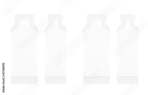 Gel sachet mockup set. Vector illustration isolated on white background. Easy to use for food, medical, cosmetic and etc. EPS10.	