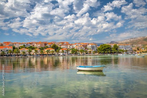 Adriatic coast with Stobrec historical village near of Split town on background, Croatia, Europe. photo