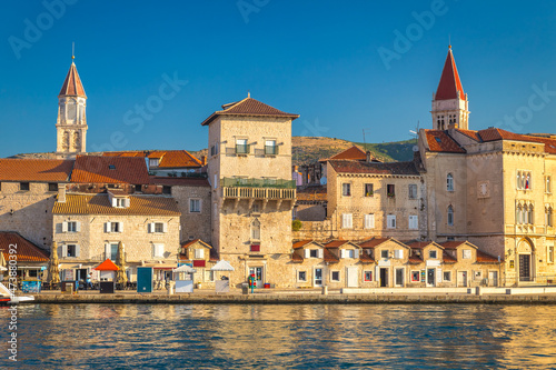 Waterfront with promenade in The Old town of Trogir, Croatia, Europe.