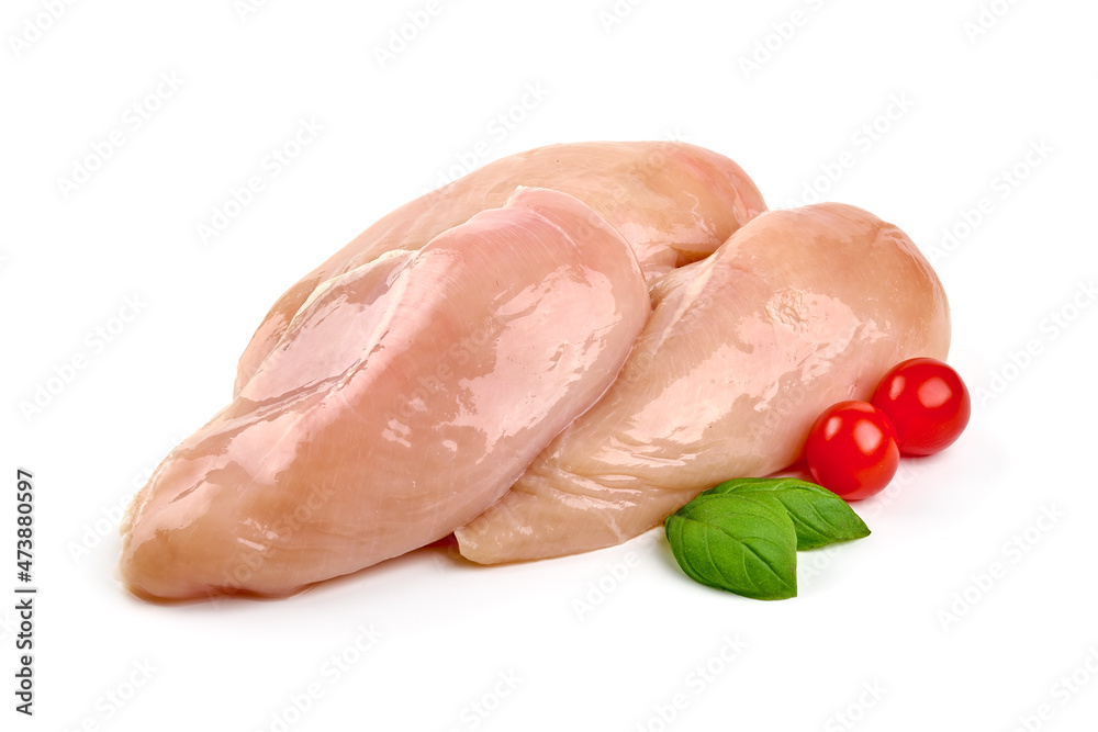 Raw chicken breast, isolated on white background. Raw chicken breast, isolated on white background.