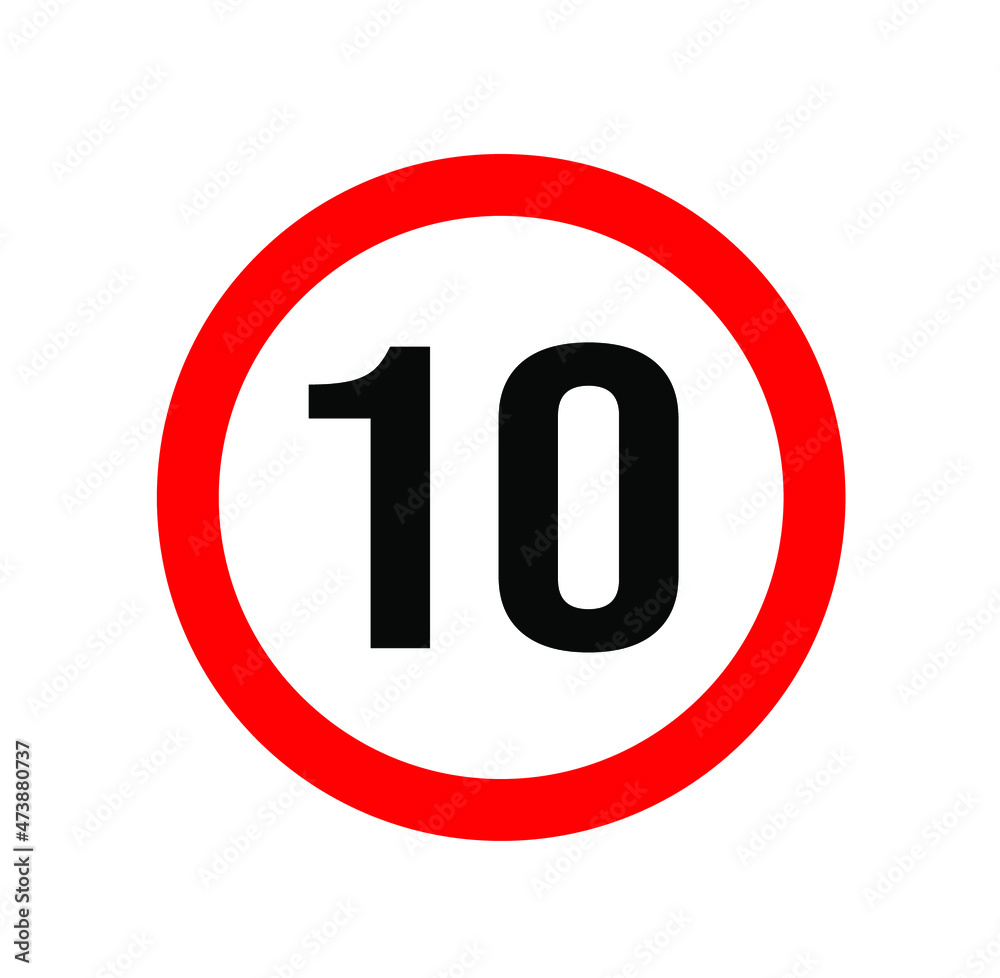 traffic sign indicating speed limit 10, symbol, icon, logo. traffic sign indicating speed limit 10, symbol, icon, logo.