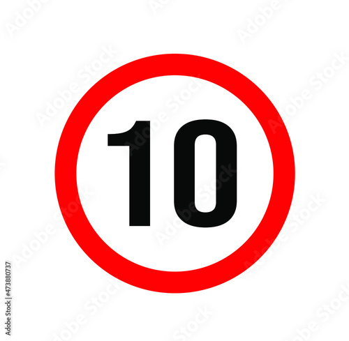 traffic sign indicating speed limit 10, symbol, icon, logo.